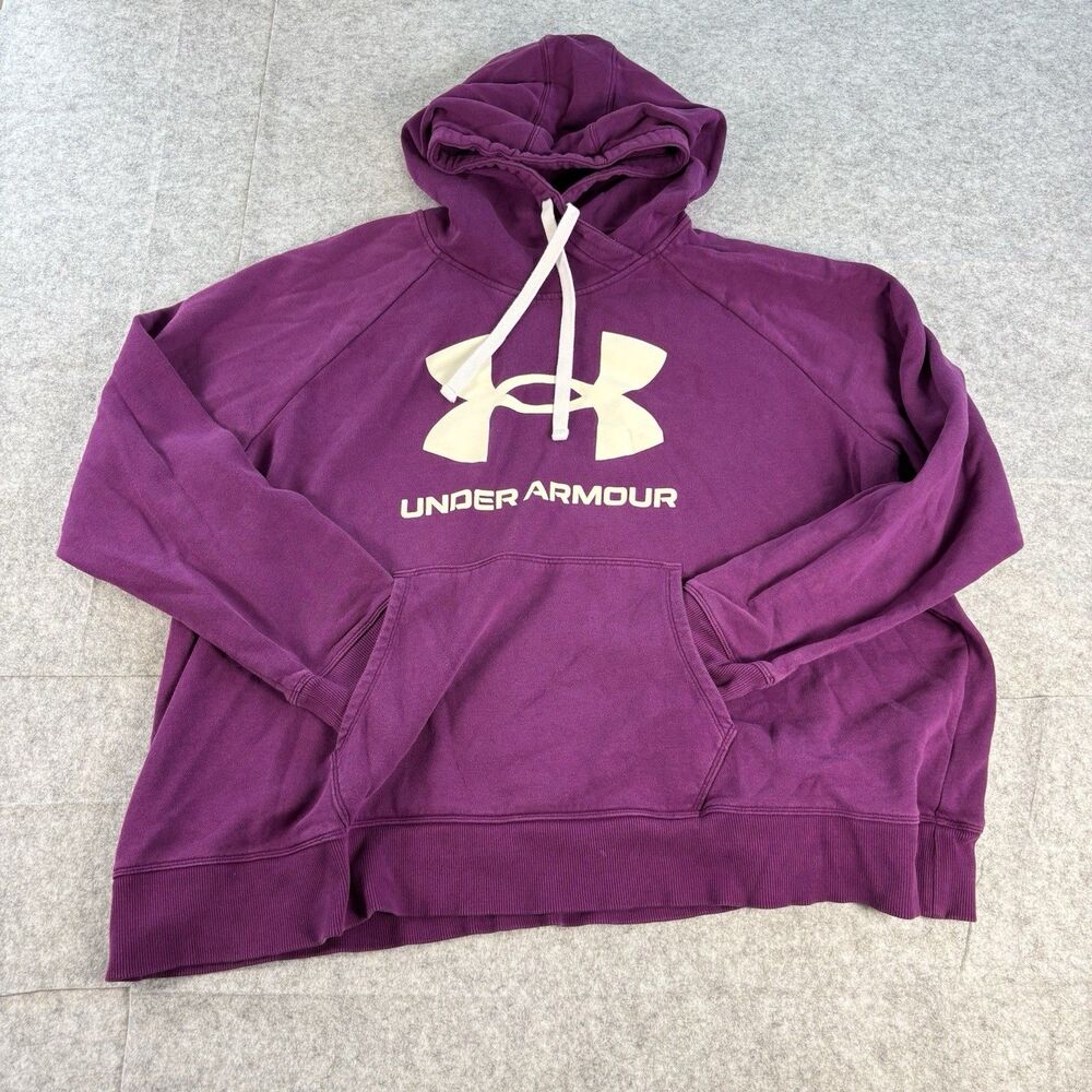 Under Armour Rival Fleece Logo Hoodie Womens 3X Purple Pullover 1362915